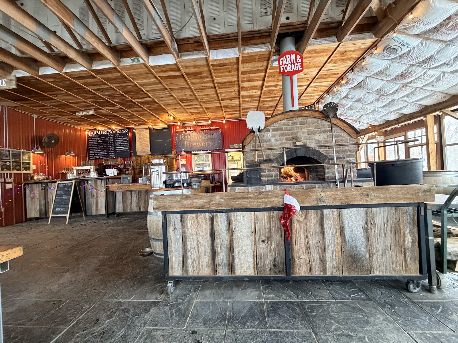 The bar at Rising Silo Brewery